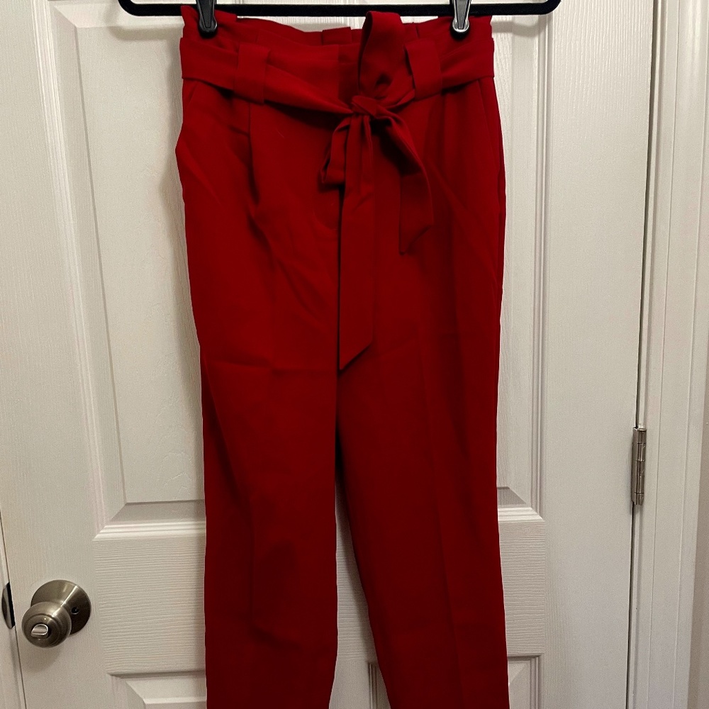 Red Express Paperbag ankle pants